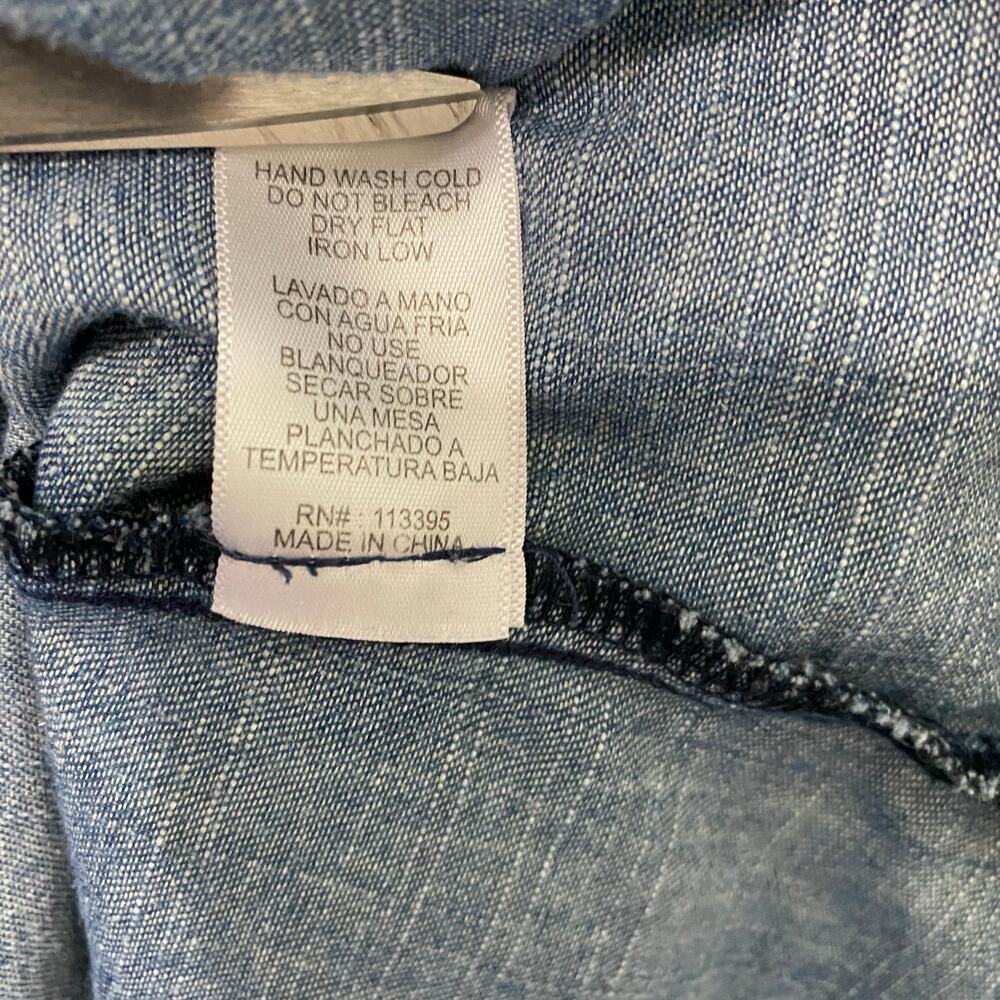 En Creme Womens S Embroidered Floral Chambray Denim Shirt Tunic Long Sleeve - Picture 12 of 14